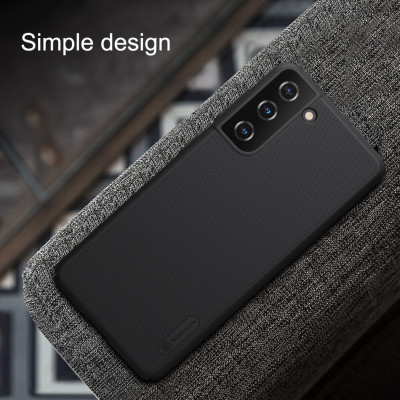 Ốp Lưng Sần chống sốc cho Samsung Galaxy S21 hiệu Nillkin Super Frosted Shield (Đính kèm giá đỡ hoặc miếng dán từ tính) - Hàng Chính Hãng