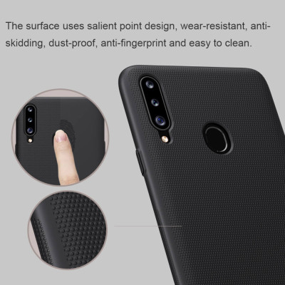 Ốp Lưng Sần chống sốc cho Samsung Galaxy A20s hiệu Nillkin Super Frosted Shield (Đính kèm giá đỡ hoặc miếng dán từ tính) - Hàng Chính Hãng