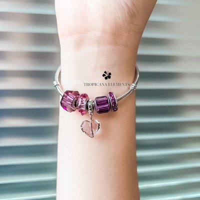 Lắc Tay Tropicana Phối Charm Swarovski Pave Tim Tím