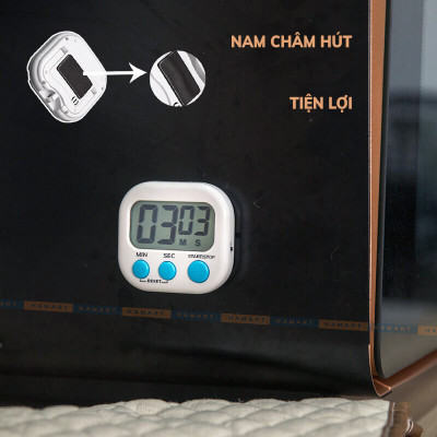 Đồng Hồ Bấm Giờ Đếm Ngược Pomodoro 99 Phút Hẹn Giờ Nấu Ăn Học Tập Hút Nam Châm 4 Màu TẶNG 2 PIN