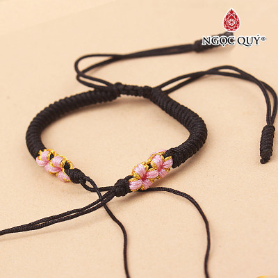 Vòng tay thắt dây vải họa tiết hoa - Ngọc Quý Gemstones