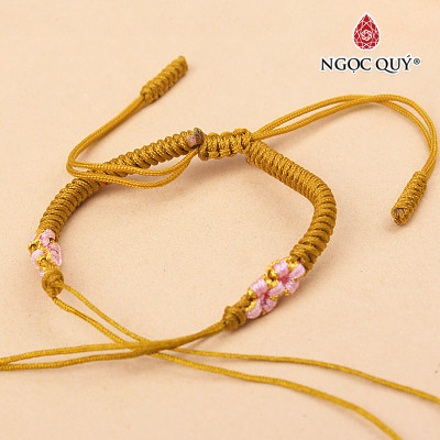 Vòng tay thắt dây vải họa tiết hoa - Ngọc Quý Gemstones
