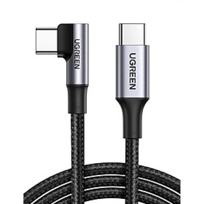 Cáp USB 2 đầu type C 3M bẻ 90 độ màu đen góc vuông bọc nhôm dây dù chống nhiễu Ugreen 20583 US334 Hàng chính hãng
