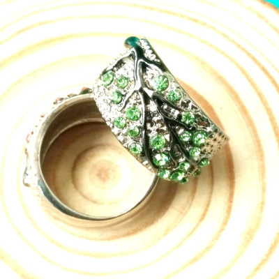 Nhẫn xoàn Sakura, phong cách Nhật bản, đính đá Zircon, bản rộng, chắc chắn, mạnh mẽ, kèm túi nhung Cung hỷ