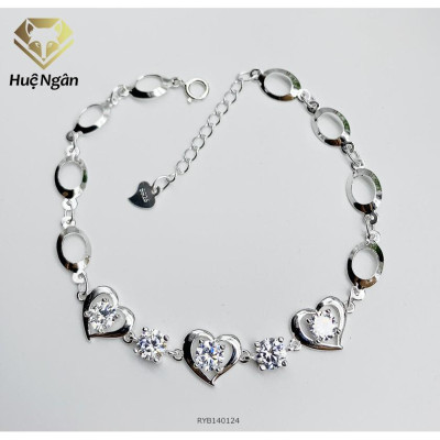 Lắc tay bạc 925 Huệ Ngân - Tim xinh đính đá RYB140124