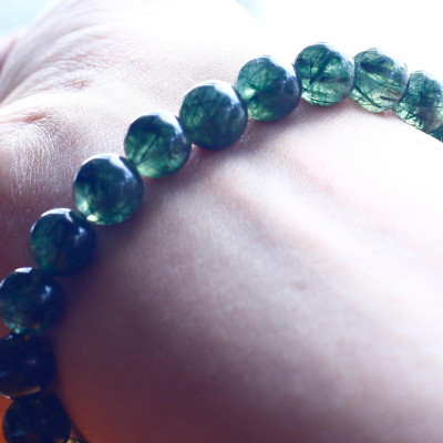 Vòng tay đá thạch anh tóc xanh mệnh hỏa, mộc - Ngọc Quý Gemstones