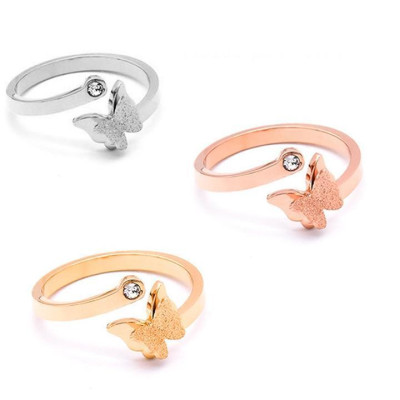 Nhẫn nữ - Nhẫn titan nữ thời trang cao cấp bướm phun cát thép không gỉ titanium trangsucpt 3 màu sắc NNUT51 Voi Pin