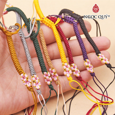 Vòng tay thắt dây vải họa tiết hoa - Ngọc Quý Gemstones
