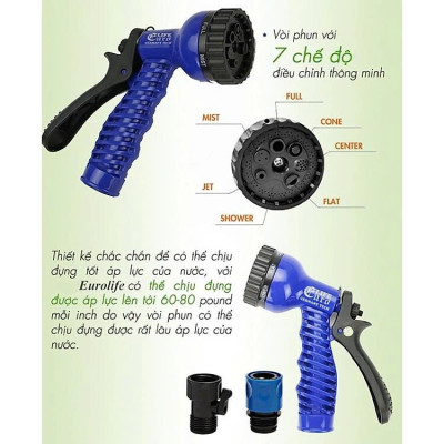 Đầu Vòi Tăng Áp Lực Nước 7 Chế Độ Rửa Xe , Tưới Cây Sân Vườn ..