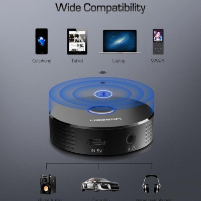 Ugreen UG40968CM127TK BT 4.2 màu Đen Bộ nhận âm thanh Bluetooth trên xe hơi hỗ trợ APTX - HÀNG CHÍNH HÃNG