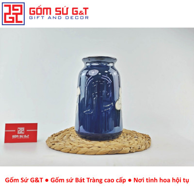 Lọ hoa men hỏa biến dáng đầm vẽ sen Gốm Sứ G&T