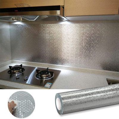  Cuộn 3 Mét Decal Giấy Dán Bếp Tráng Nhôm Cách Nhiệt ( Tặng 1 khăn lau bếp )