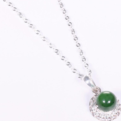 Mặt dây chuyền bạc hạt tròn đá ngọc bích mệnh hỏa, mộc - Ngọc Quý Gemstones