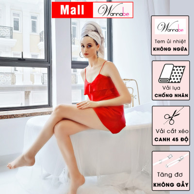 Đầm ngủ WANNABE DNS05 váy ngủ 2 dây phối bèo ngực che vòng 1 kín đáo nhưng vẫn nữ tính mang lại vẻ xinh tươi cho bạn gái