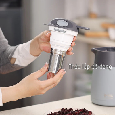 Bình ủ nhiệt iMat có phin lọc 1200ml / 1500ml / 2000ml ruột bình, phin lọc Inox 304, nắp tay cầm nhựa ABS cao cấp