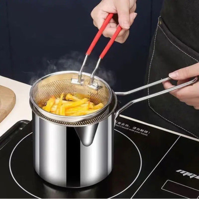 Bộ Nồi Chiên Ngập Dầu Kèm Rổ  Lọc Dầu 2 IN 1 - Nồi Chiên Nhúng Ngập Dầu Inox 304 Cao Cấp Có Tay Cầm Không Nắp Tiện Dụng