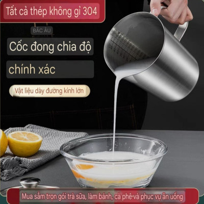 Ca định lượng có vạch CNC dõ nét Inox sus 304 cao cấp ( Ca đong nhiều size ) 