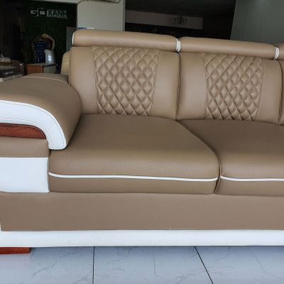 Ghế Sofa Kiểu Mới - Da Công Nghiệp Hàn Quốc Phối 2 Màu Độc Đáo - Salon Cao Cấp Cho Phòng Khách Rộng