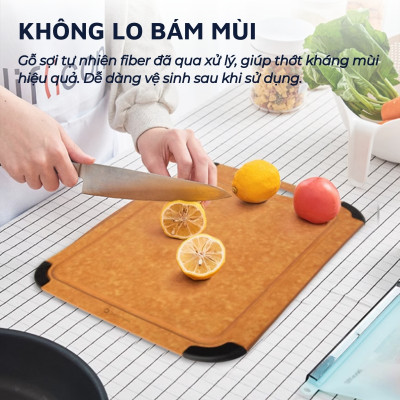 Thớt gỗ sợi fiber DandiHome chịu nhiệt 177 độ C, sử dụng với máy rửa bát, không BPA, không mùi, không lo ẩm mốc