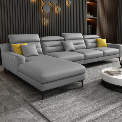 Sofa da đầu bật góc L cao cấp Juno Sofa HDCT-11