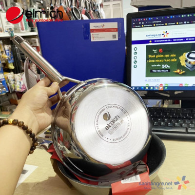 Chảo chống dính vân đá Inox 304 liền khối sâu lòng Elmich Trimax CZ EL-3836 size 24cm