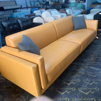 Sofa băng dài Tundo 2m8 bọc da tặng kèm 2 gối trang trí