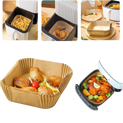 Set 50 Giấy Lót Nồi Chiên Không Dầu Hấp Bánh Hình Vuông 20cm Không Dính Dùng Một Lần Cho Nhà Bếp - HÀNG CHÍNH HÃNG MINIIN