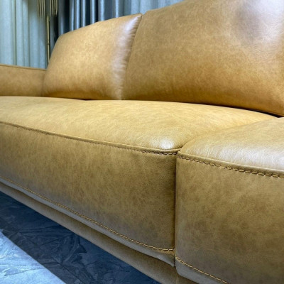 Combo ghế sofa băng 100% da bò Italy Juno sofa màu vàng bò SFBCT22 2m6 hàng cao cấp chuẩn da bò nhập khẩu Ý