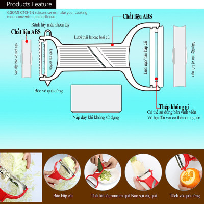 [HÀNG CHÍNH HÃNG] Bào, nạo đa năng GGOMi Hàn Quốc GG798 dài 22cm, rộng 12cm, tay cầm ABS, lưỡi bằng thép không gỉ