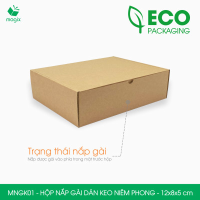 MNGK01 - 12x8x5 cm - COMBO 100 HỘP CARTON NẮP GÀI HÔNG CÓ KEO NIÊM PHONG - THÙNG HỘP CARTON ĐÓNG HÀNG