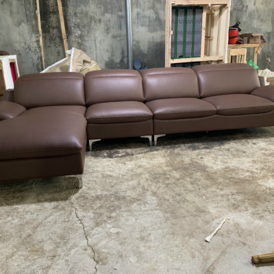 Sofa da Hàn Quốc Juno Sofa 3.1 m x 1.7 m, Đầu bật chân inox