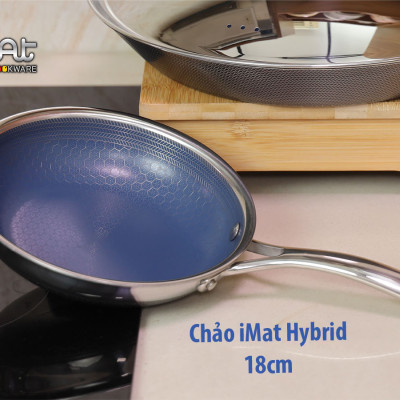 [Hàng chính hãng] Chảo xào đa năng iMAT Hybrid lòng xanh mới, đường kính 26cm. Chiên, xào, áp chảo..