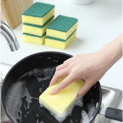 COMBO 2 Miếng Rửa Chén Bát Đĩa, Cọ Đa Năng 2 Mặt Xanh Vàng, Rửa Đánh Xoong Nồi Chảo, Sạch Sẽ, Tiện Dụng Nhà Bếp Gia Đình - TakyHome 5150set2
