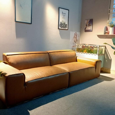 Sofa băng da bò Italy Juno sofa màu vàng SFBCT15 2m4 hàng cao cấp chuẩn da bò nhập khẩu Ý