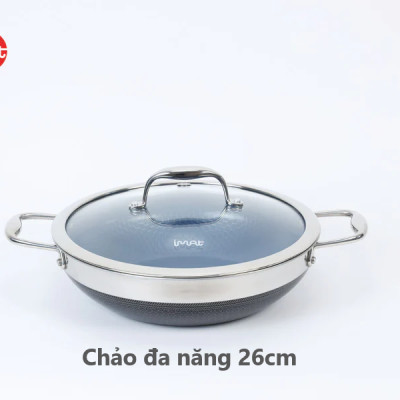 Bộ 5 nồi chảo iMat Hybrid Blackcube, phủ chống dính gốm - Ceramic lòng xanh