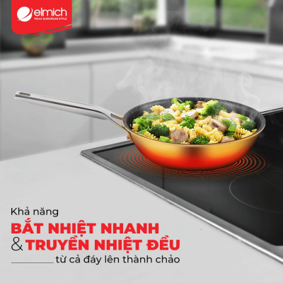 Chảo chống dính vân đá Inox 304 liền khối sâu lòng Elmich Trimax CZ EL-3836 size 24cm