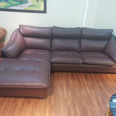 Bộ ghế sofa sang trọng cho phòng khách chữ L_Ghế màu nâu_Size 2700 x 1700