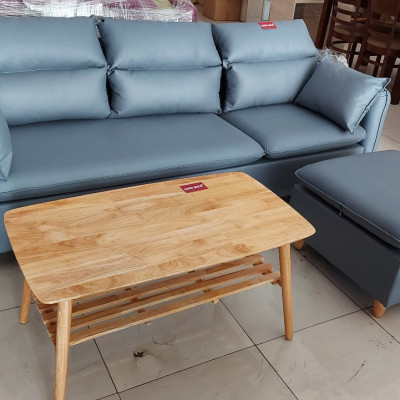 Sofa Băng đôn góc Valentino 2m1 Juno Sofa 2022 (ghi) tặng bàn gỗ tự nhiên 50 x 100 cm