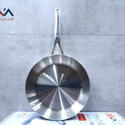 Chảo Inox SEKA Cạn Lòng SK6030 - 5 Lớp Nguyên Khối Chống Dính Size 26cm, 22cm, 16cm Dùng Cho Mọi Loại Bếp - Hàng Chính Hãng