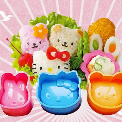 Bộ 3 khuôn làm cơm, làm bánh, tạo hình trứng cho bé hình thú 3 mẫu khác nhau, an toàn với người sử dụng - Hàng Chính Hãng