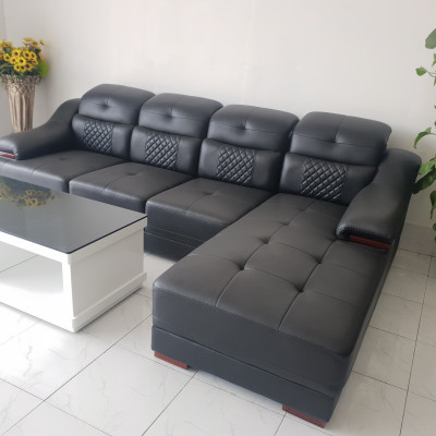 Bộ Sofa Cao Cấp Phòng Khách Lớn _ Da Hàn Quốc Màu Đen _ Sang Trọng, Hiện Đại _ Size 2800 x 1800