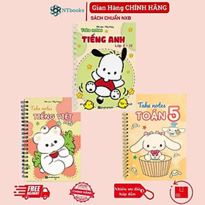 Sách Số tay Takenote lớp 5: Toán + Tiếng Việt 4-5 + Tiếng Anh 3-12 (Phiên Bản Mới Nhất)