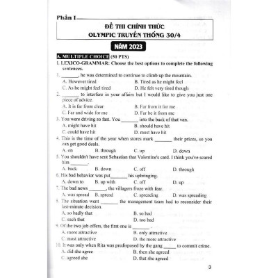SÁCH - tổng tập đề thi olympic 30 tháng 4 môn tiếng anh lớp 10 (từ năm 2014 đến năm 2018) (HA-MK)