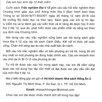 Trắc Nghiệm Địa Lí 12 (Dùng Chung Cho Các Bộ SGK Hiện Hành) (HA)