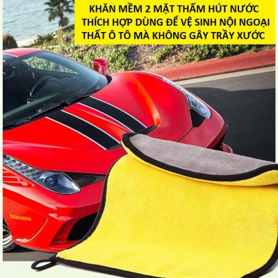 Khăn lau ô tô cao cấp 2 lớp - CHỐNG XƯỚC Chất liệu Microfiber