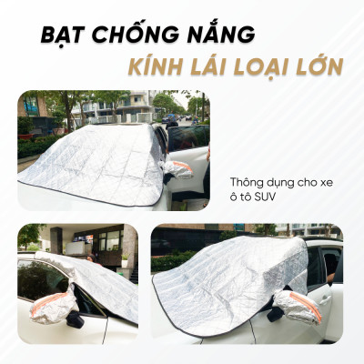 Bạt Chống Nắng Kính Trước Xe Ô Tô Loại Lớn, Có Bọc Gương Chiếu Hậu - Chống Tia UV, Tia Cực Tím