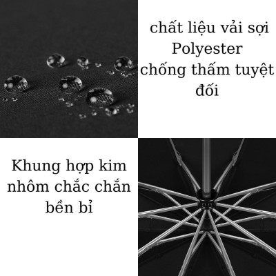 Ô dù thời trang tự động 2 chiều một nút bấm chống tia UV có đèn LED xoay 10 nan logo xe hơi cao cấp