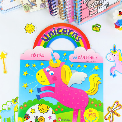 Sách - Unicorns Tô Màu Và Dán Hình - Hơn 100 hình dán siêu xinh - ndbooks