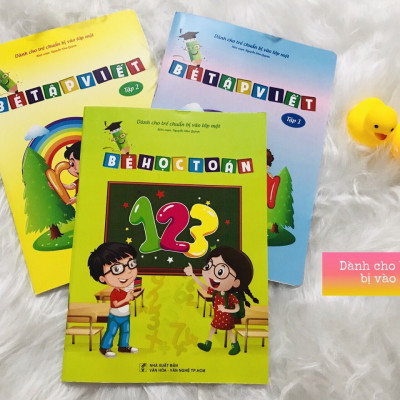 Sách-Combo 3 cuốn sách: Bé học Toán, Bé tập Viết quyển 1,2 dành cho bé Tự tin vào lớp 1