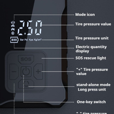 Máy Bơm Lốp Xe Máy Xe Đạp Không Dây Thế Hệ Mới 2025 150PSI LED Display Nhỏ Gọn Mạnh Mẽ Tự Động Ngắt Khi Đủ Hơi